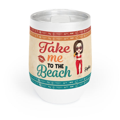 Take Me To The Beach Personalized Wine Tumbler | Custom Name, Beach Theme