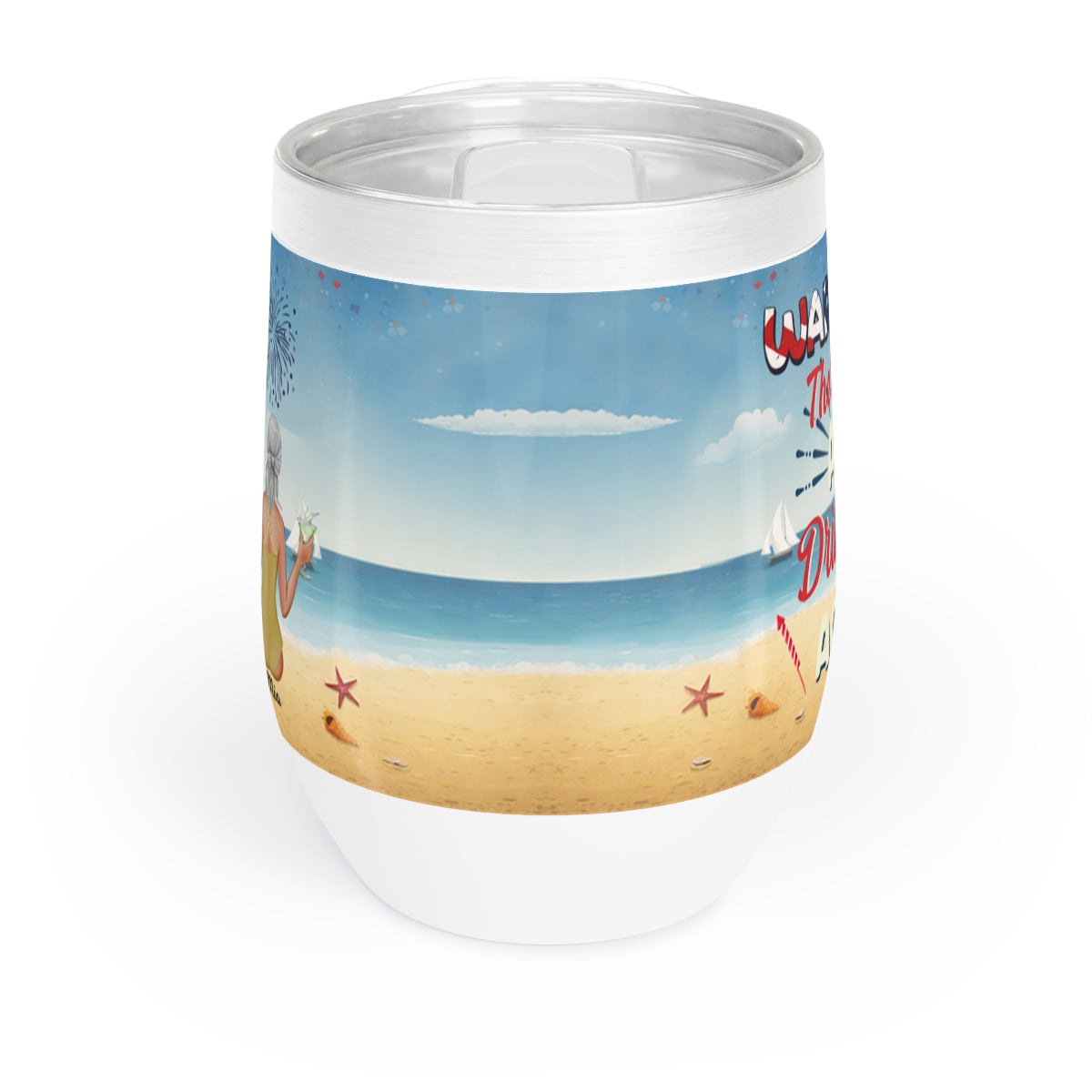 Beach Scene Insulated Tumbler – Summer Ocean Travel Mug | Tropical Vacation Coffee Cup with Lid