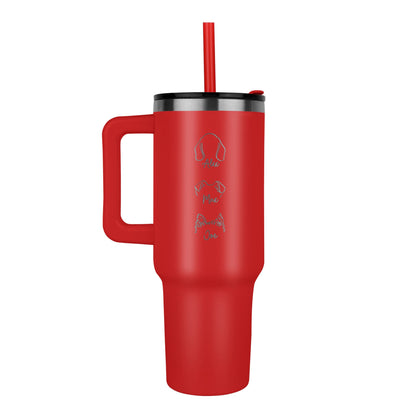 Custom Pet Name & Outline Tumbler – Personalized Dog & Cat Cup with Straw