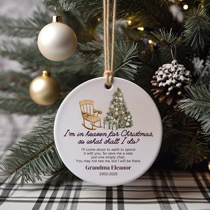 Personalized Memorial Ornament – “I’m in Heaven for Christmas” Custom Remembrance Ornament – In Loving Memory Keepsake Gift for Loss of Loved One