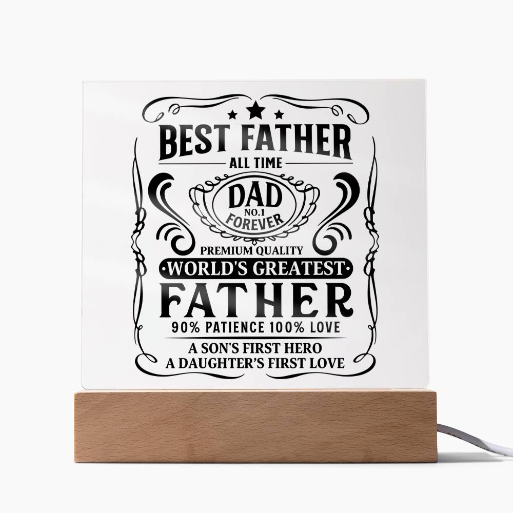 World’s Greatest Father Acrylic Plaque – Best Dad Gift for Father’s Day or Birthday