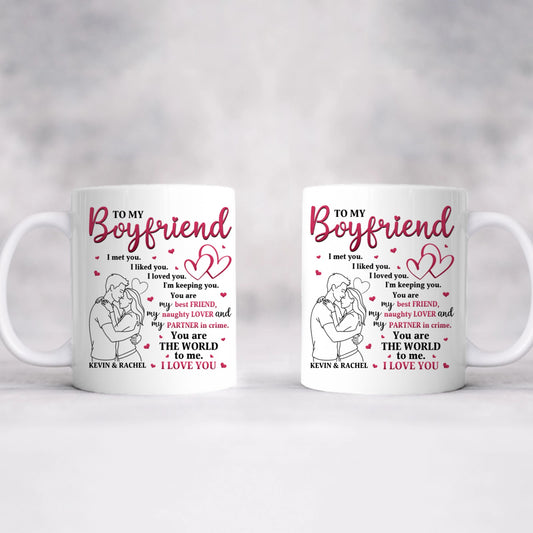 Personalized Valentine Mug for Boyfriend – “To My Boyfriend” I Love You Coffee Mug, Custom Name Gift