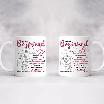 Personalized Valentine Mug for Boyfriend – “To My Boyfriend” I Love You Coffee Mug, Custom Name Gift