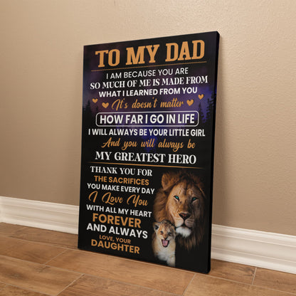 My Dad from Daughter Canvas – Lion Wall Art Father’s Day Gift
