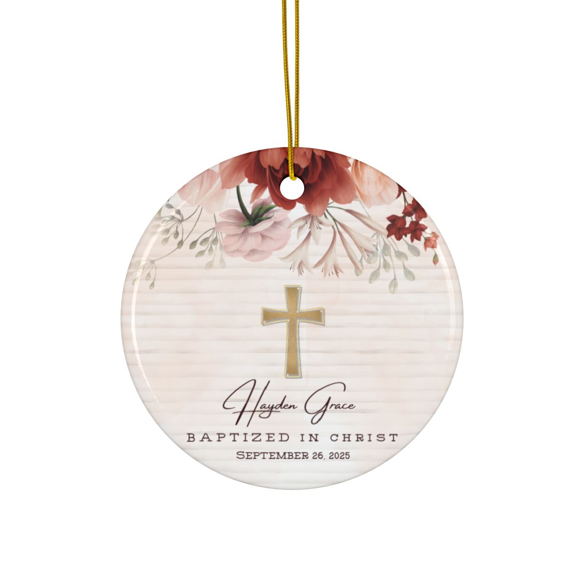 Personalized Baptism Ornament – Custom “Baptized in Christ” Keepsake with Child’s Name & Date – Christian Christening Gift
