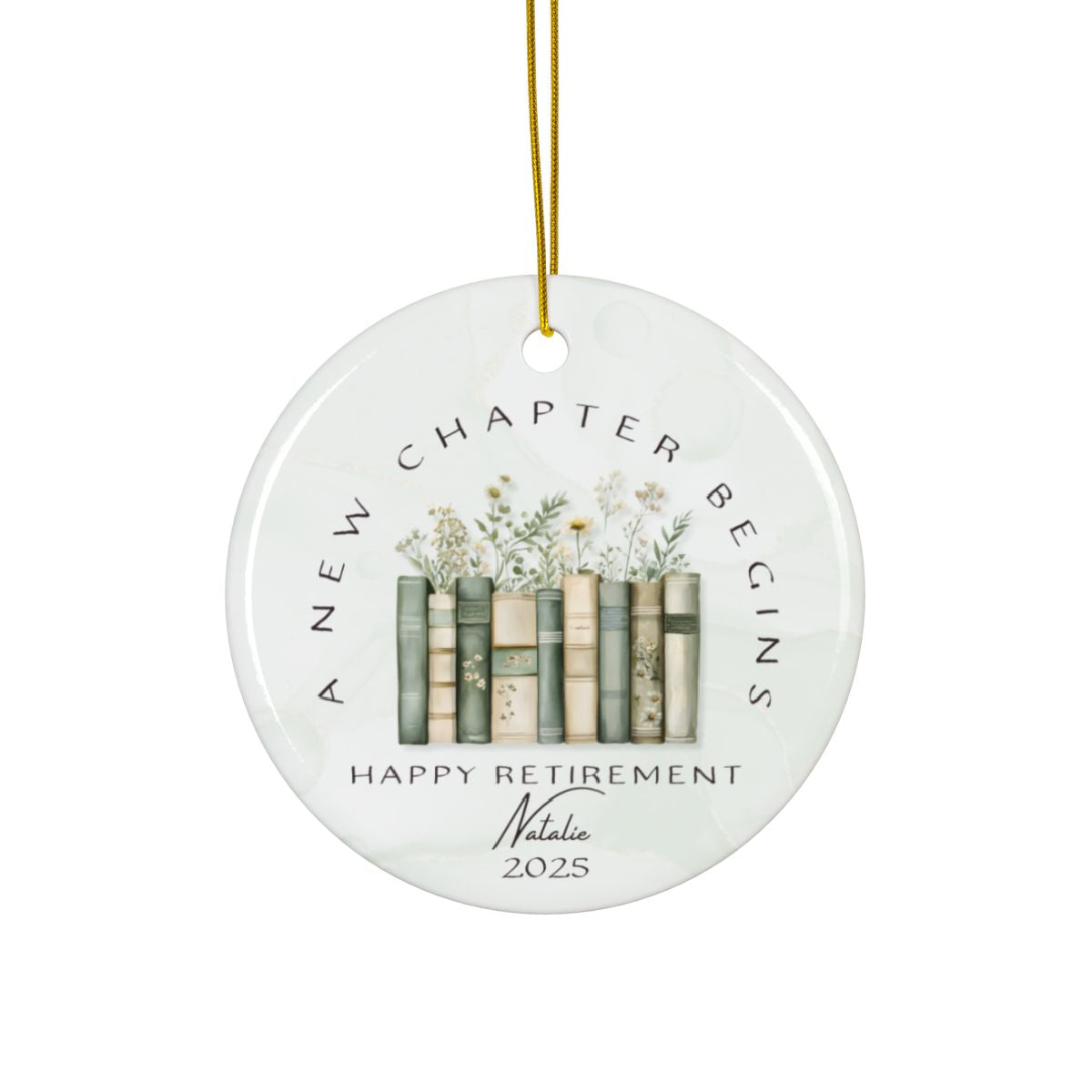 Personalized Retirement Ornament – Custom “A New Chapter Begins” Keepsake with Name & Year – Gift for Retired Coworker or Teacher