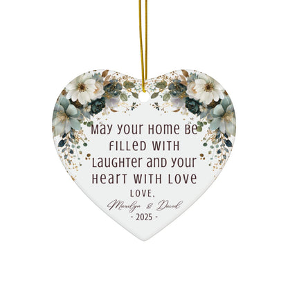 Personalized Married Ornament – Custom Newlywed Ornament with Names & Year – “May Your Home Be Filled with Laughter and Love” Wedding Gift Keepsake