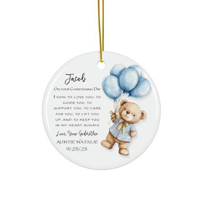 Personalized Christening Ornament – Baby Baptism Gift from Godmother or Loved One – Custom Keepsake with Name & Date – Christening Day Ornament