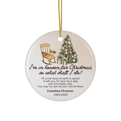 Personalized Memorial Ornament – “I’m in Heaven for Christmas” Custom Remembrance Ornament – In Loving Memory Keepsake Gift for Loss of Loved One