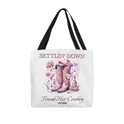 Custom Bride Tote – Settlin' Down Found Her Cowboy Bag with Date