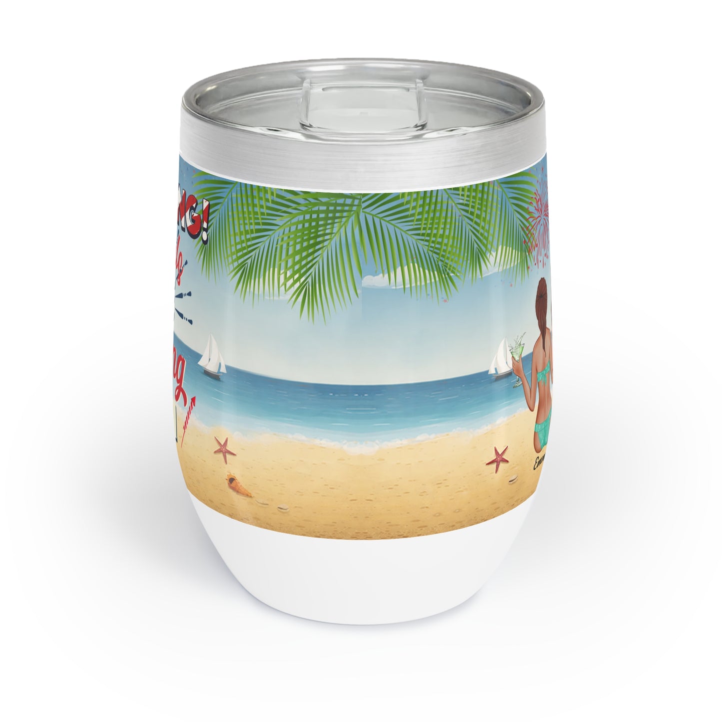 tropical vacation coffee mug with beach print