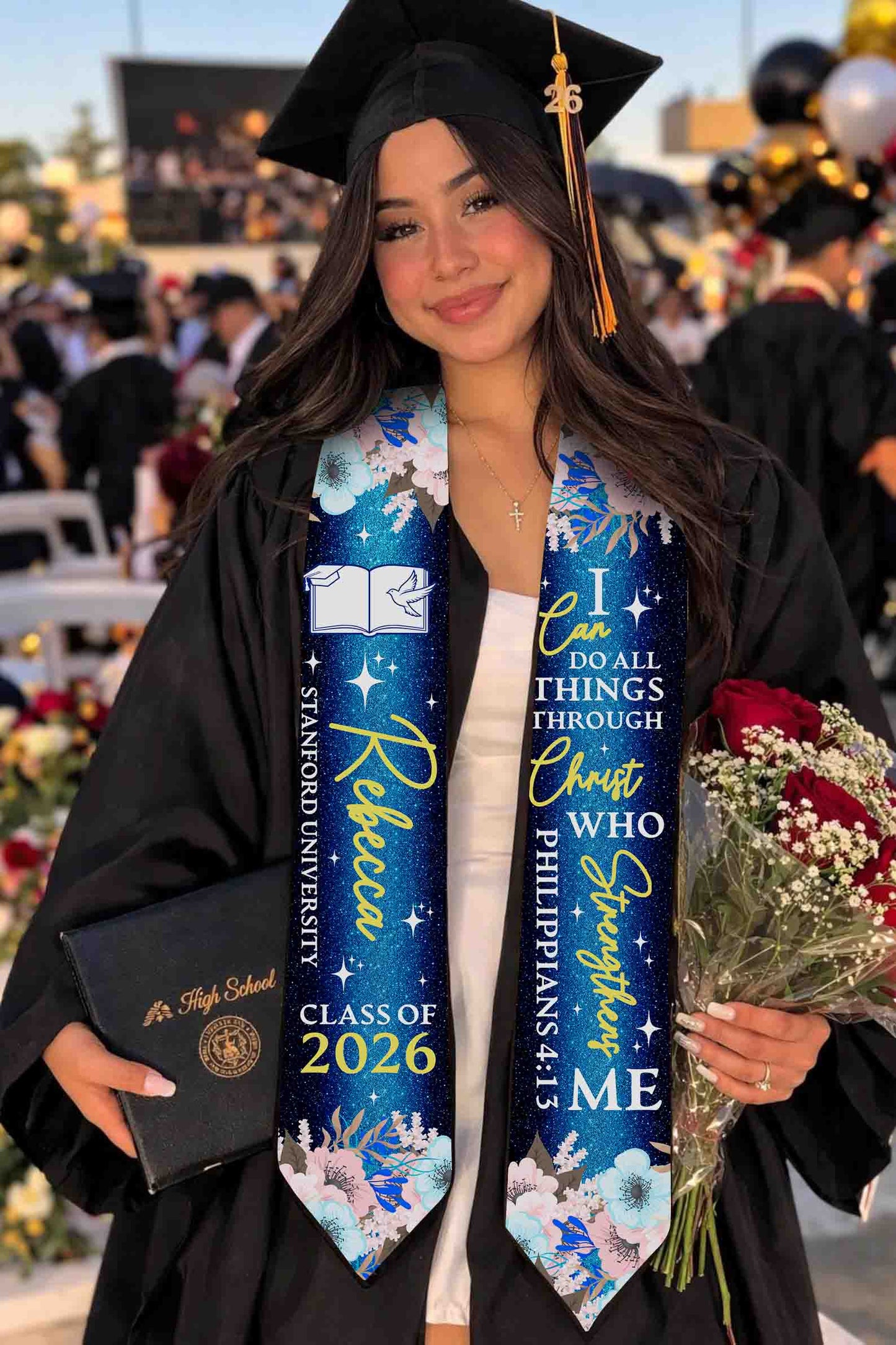 Personalized Graduation Stole – Custom Name, School, Year & Photo | Class of 2026 Graduation Sash | High School & College Grad Gift | Keepsake Graduation Stole