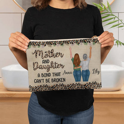 Custom Mother Daughter Makeup Bag – Personalized 2 Character Cosmetic Pouch