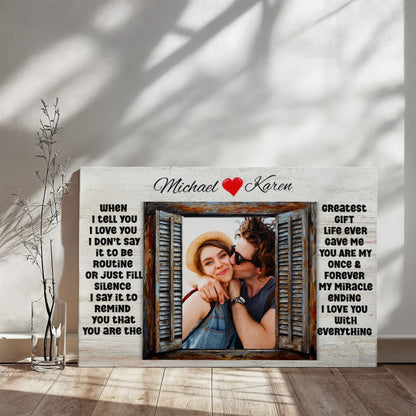Custom Couple Photo Canvas – "I Love You" Romantic Wall Art Gift