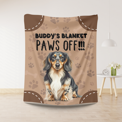 Personalized Dog Blanket – Custom Paws Off Coral Fleece Throw