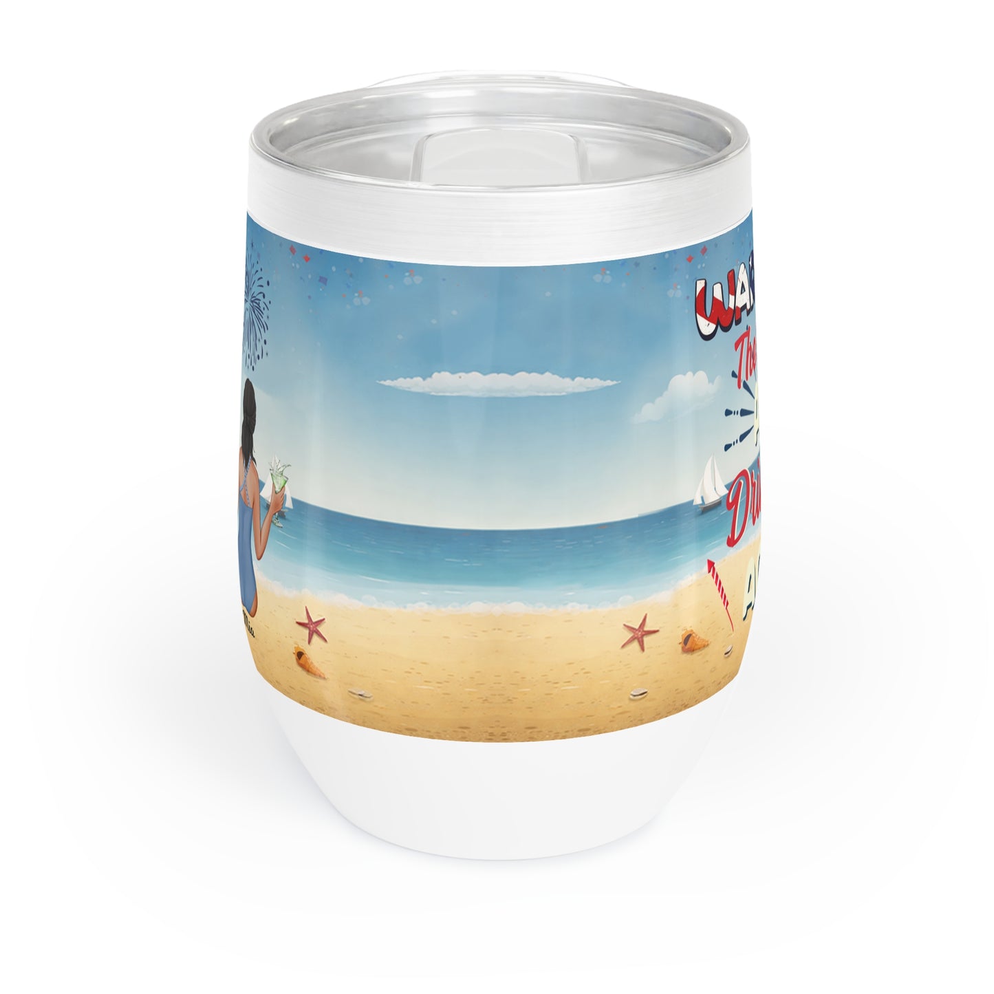 Beach Scene Insulated Tumbler – Summer Ocean Travel Mug | Tropical Vacation Coffee Cup with Lid