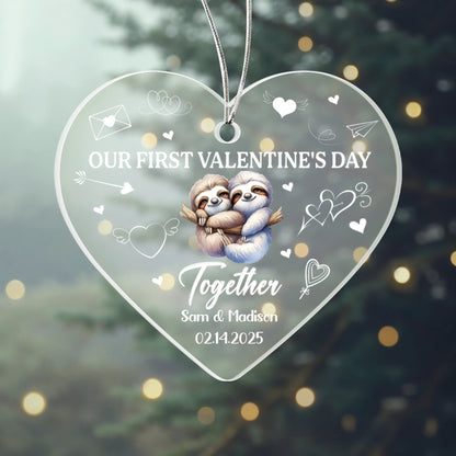 Personalized Acrylic Heart Ornament – Our First Valentine’s Day Gift for Couples, Custom Name & Date Love Keepsake