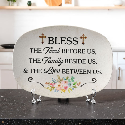 To My Mom - Bless This Food Decorative Platter – Christian Kitchen or Dining Room Table Decor