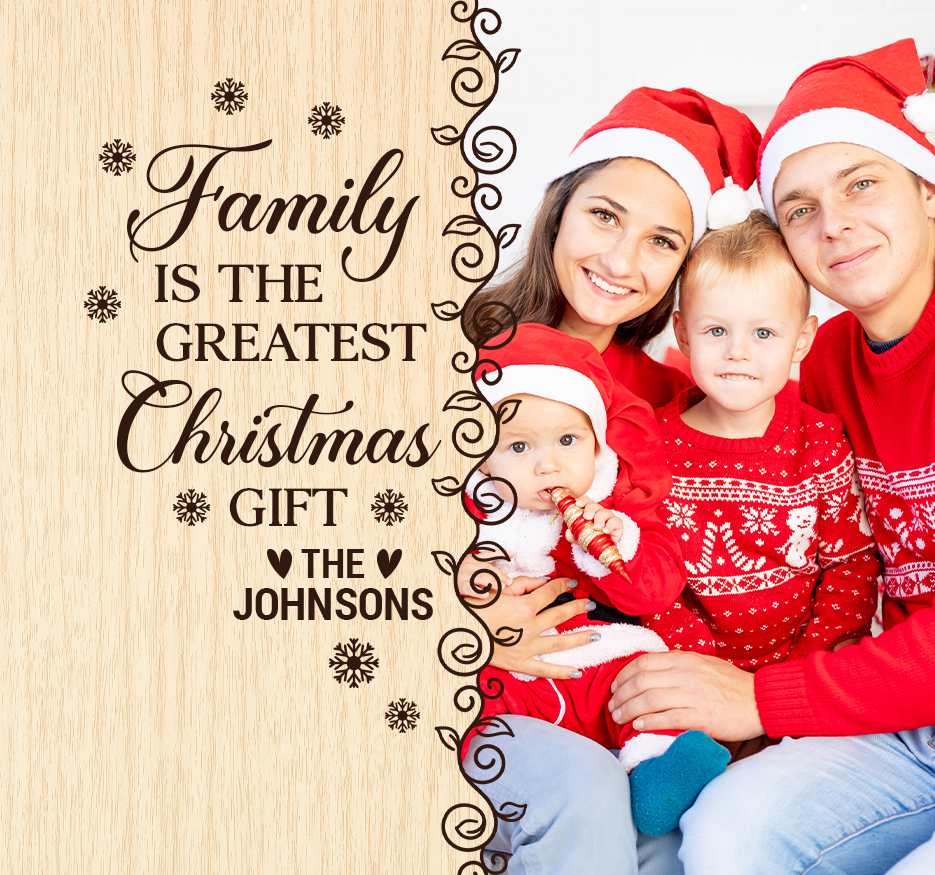 Personalized Ceramic Heart Ornament - "Family Is The Greatest Christmas Gift" - Custom Photo Ornament