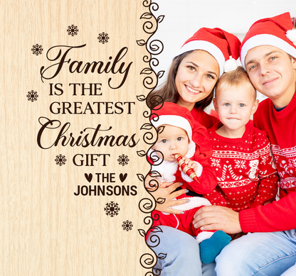 Personalized Ceramic Heart Ornament - "Family Is The Greatest Christmas Gift" - Custom Photo Ornament