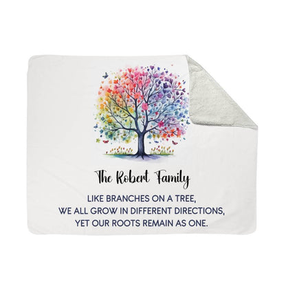 Custom Family Tree Sherpa Fleece Blanket – Roots & Branches Quote