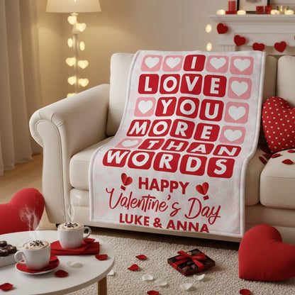 I Love You More Fleece Blanket – Personalized Valentine Couple Blanket