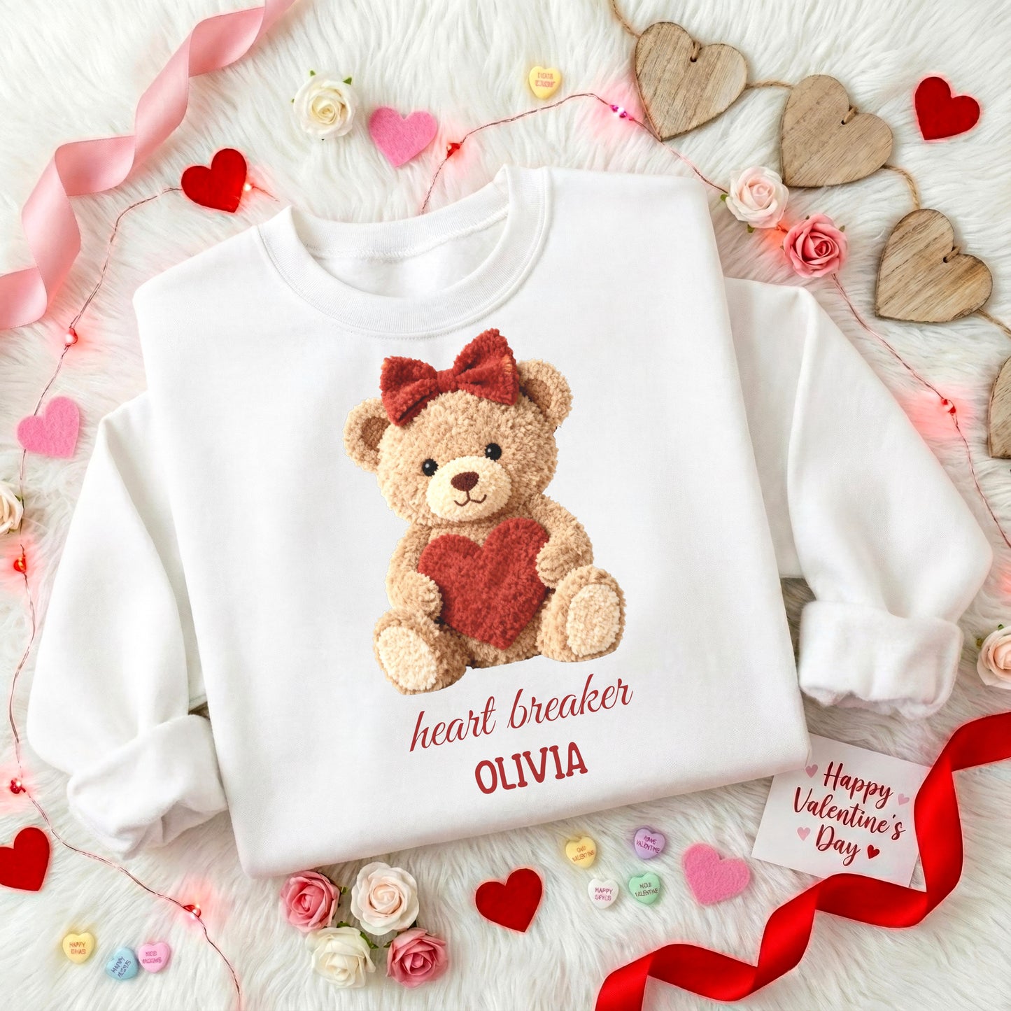 Heart Breaker Teddy Bear Personalized Kids Sweatshirt