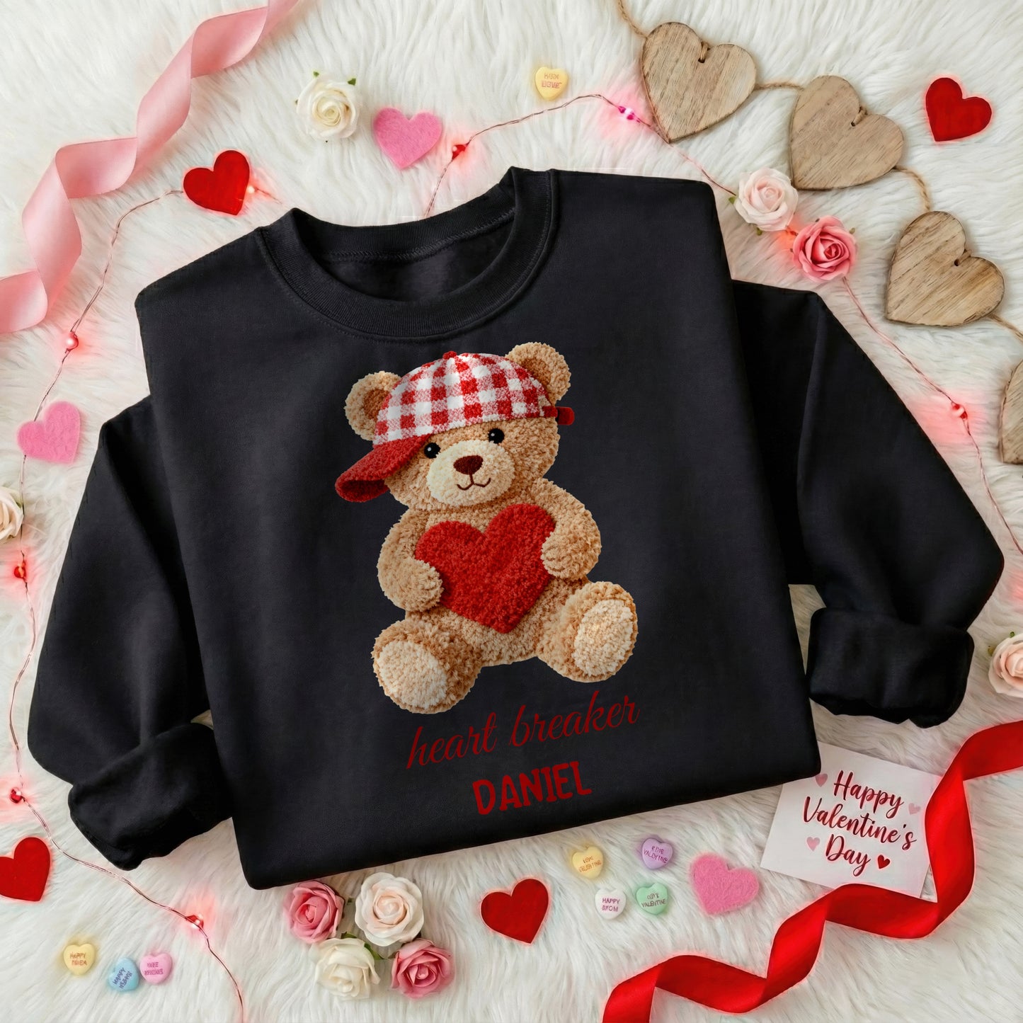 Heart Breaker Teddy Bear Personalized Kids (Boys) Sweatshirt