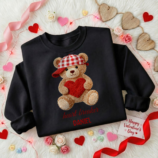 Heart Breaker Teddy Bear Personalized Kids (Boys) Sweatshirt