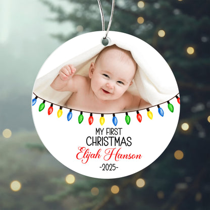Personalized Baby’s First Christmas Acrylic Ornament 2025 | Custom Photo, Name & Date Keepsake Gift for New Parents