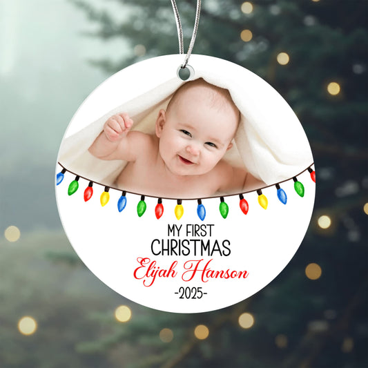Personalized Baby’s First Christmas Acrylic Ornament 2025 | Custom Photo, Name & Date Keepsake Gift for New Parents