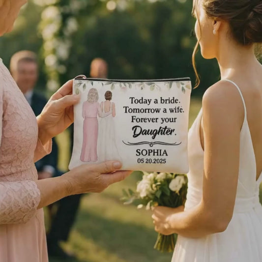 Custom Wedding Makeup Bag – "Forever Your Daughter" Gift from Bride to Mom