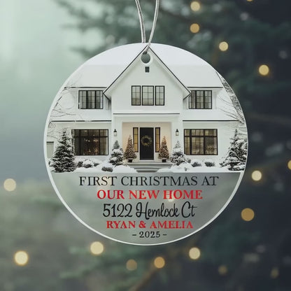 First Christmas at Our New Home Personalized Acrylic Ornament 2025 – Custom House Ornament, New Homeowner Gift Keepsake