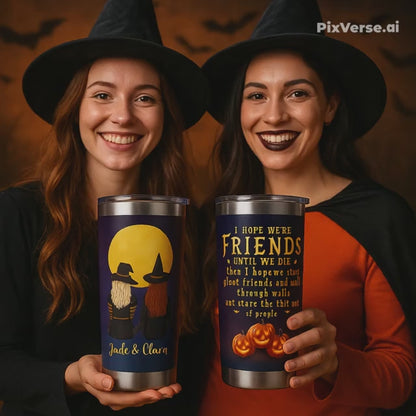 Personalized Witch Best Friend Tumbler – Funny Halloween Ghost Friends Cup