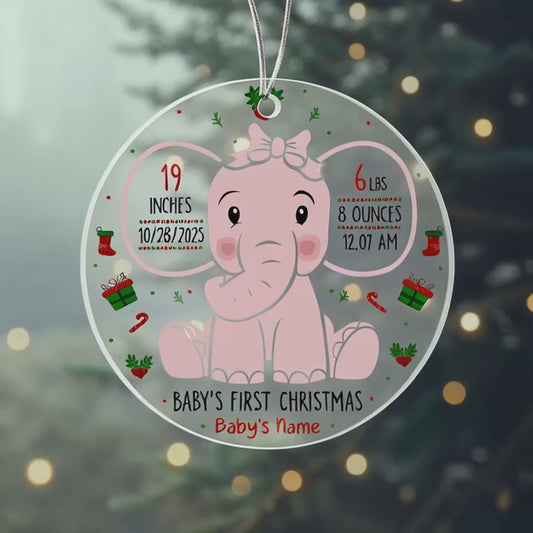 Custom birth date and time Christmas ornament