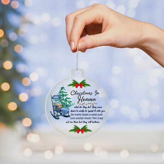 Personalized Acrylic Christmas Ornament - "Christmas In Heaven" Memorial Gift