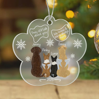 Personalized Dog Memorial Ornament - "They Still Talk About You" Custom Pet Tribute - Custom Dog Names & Year