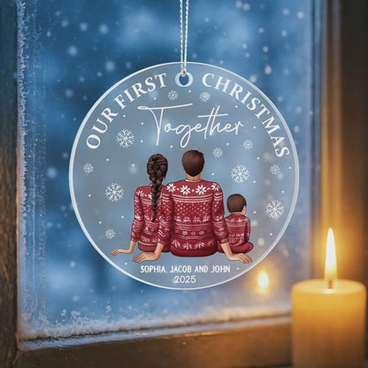 Personalized Family Christmas Ornament – Our First Christmas Together Custom Name & Year Gift for Couples, Parents, or Kids