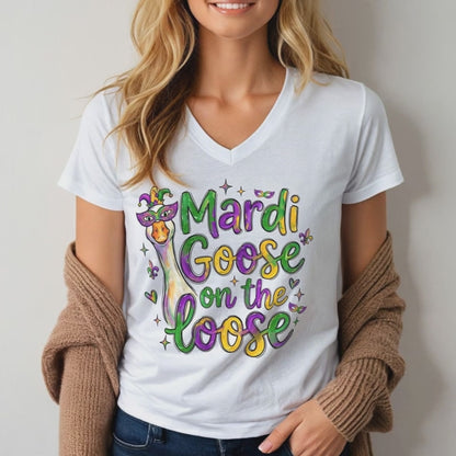 Mardi Goose on the Loose V-Neck Tee