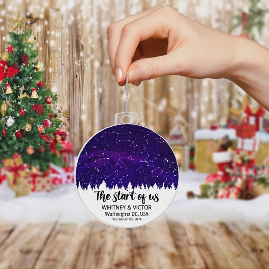 Personalized Star Map Ornament - "The Start of Us" Custom Couple Ornament - Names, Date & Location