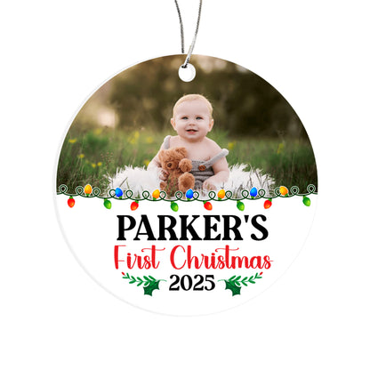 Custom Photo Ornament for Baby 2025 – Personalized Acrylic “First Christmas” Keepsake for Family Tree