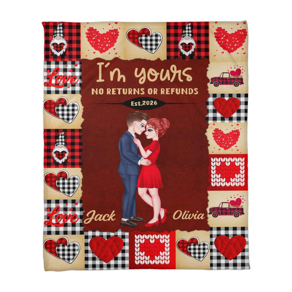 Romantic buffalo plaid couple blanket