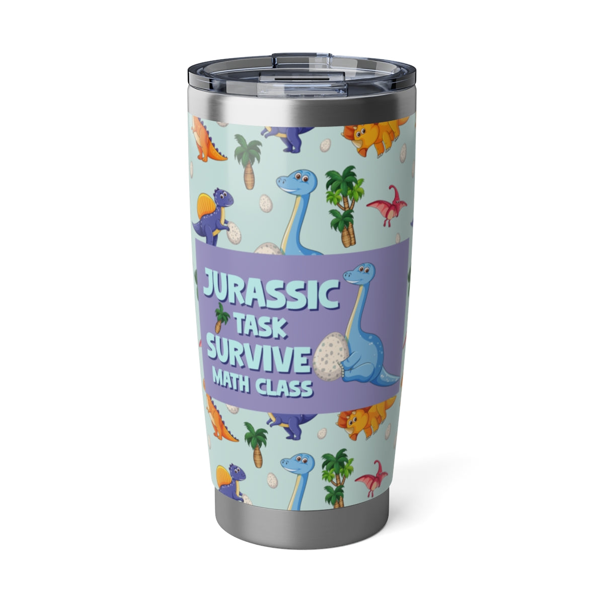 📚 Jurassic Task: Survive Math Class – Funny Dinosaur Kids Tumbler | 20oz Stainless Steel