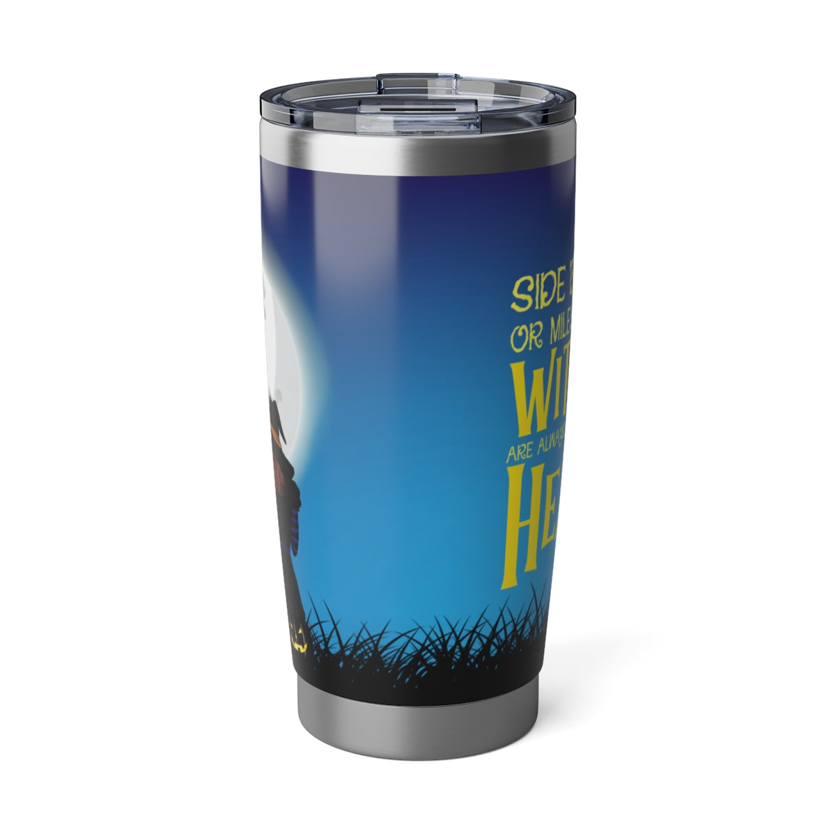 Side by Side or Miles Apart Witches Tumbler – Best Friend Halloween Gift, Stainless Steel Travel Cup