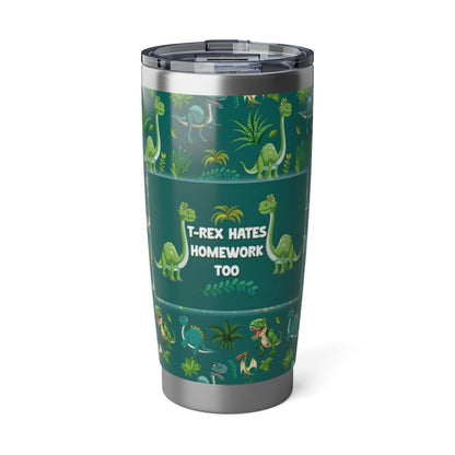 T-Rex Hates Homework Too – Funny Dinosaur 20oz Kids Tumbler