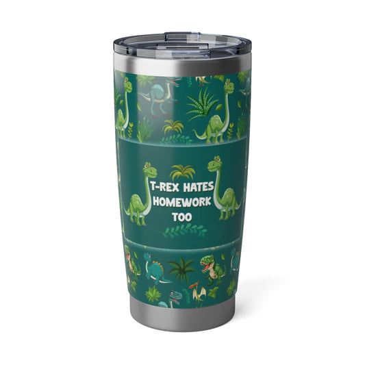 T-Rex Hates Homework Too – Funny Dinosaur 20oz Kids Tumbler